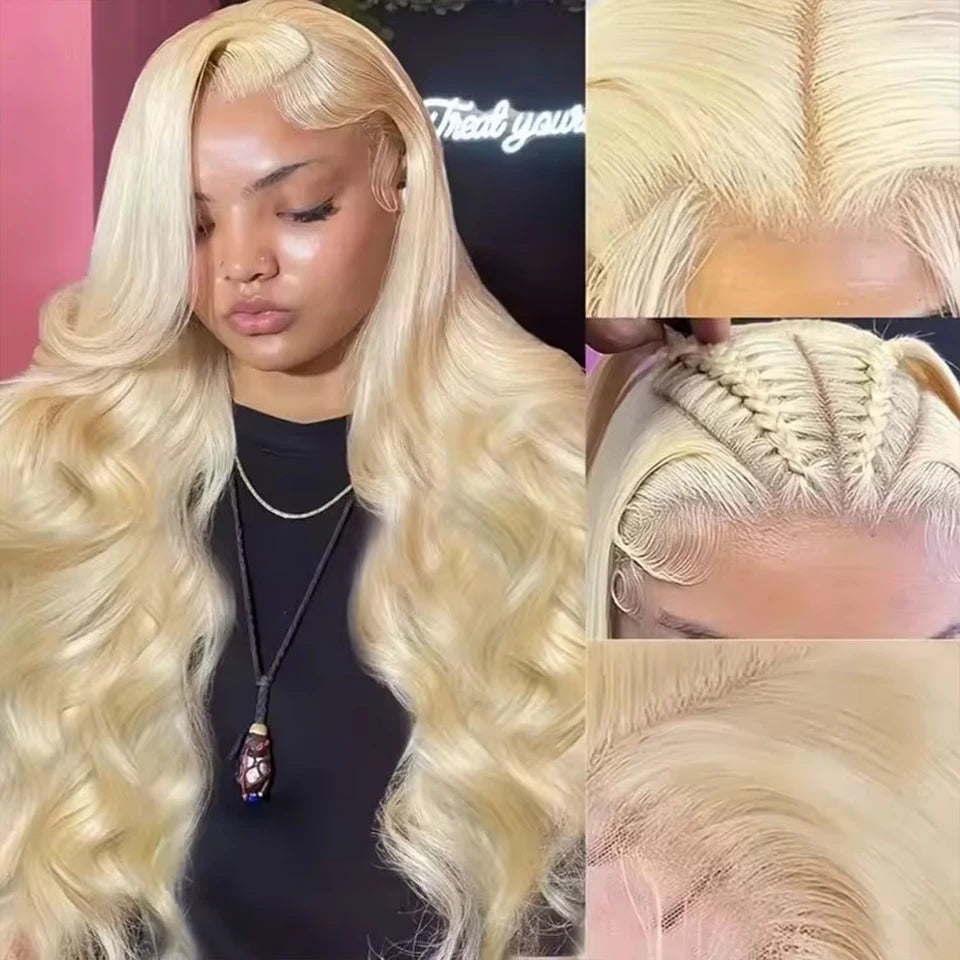 36 inch 613 Honey Blonde body wave 13x6 13X4 Lace Front Human Hair Wigs For Women Brazilian 4x4 HD Transparent Lace Frontal Wig