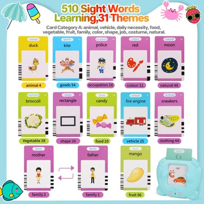 Learning Machine for Kid Talking Flash Cards Kindergarten Kids Language Electronic Audio Book Learn English Words Toys