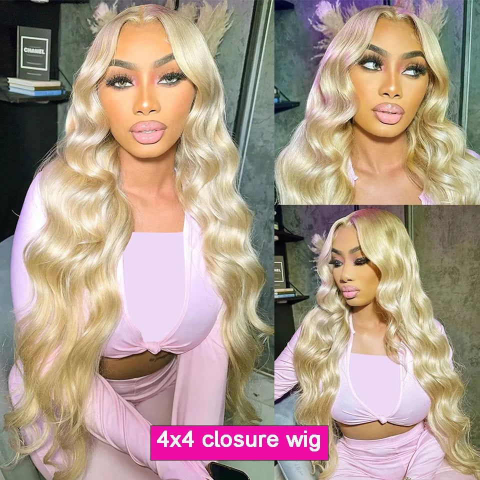 36 inch 613 Honey Blonde body wave 13x6 13X4 Lace Front Human Hair Wigs For Women Brazilian 4x4 HD Transparent Lace Frontal Wig