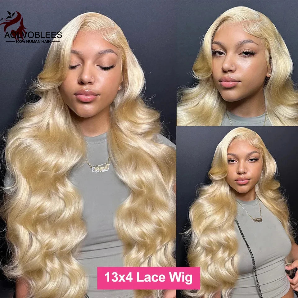 36 inch 613 Honey Blonde body wave 13x6 13X4 Lace Front Human Hair Wigs For Women Brazilian 4x4 HD Transparent Lace Frontal Wig