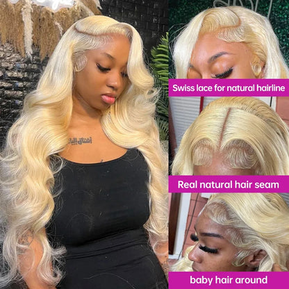 36 inch 613 Honey Blonde body wave 13x6 13X4 Lace Front Human Hair Wigs For Women Brazilian 4x4 HD Transparent Lace Frontal Wig